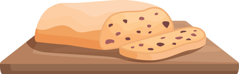Illustration of a sliced loaf of bread with slices on a wooden cutting board