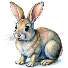 Obraz premium Hand-Drawn Bunny Rabbit Isolated on Transparent Background - Cute Animal Illustration