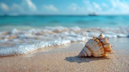 Seashell on the beach in the tropics.