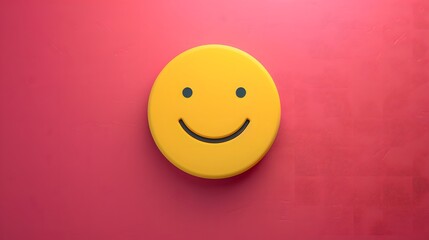 Smiling yellow emoticon on red background.