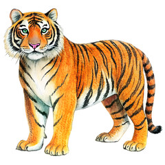 Fototapeta premium Hand-Drawn Tiger Isolated on Transparent Background - Majestic Wildlife Illustration