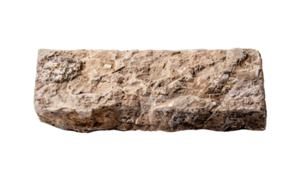 Rectangle shaped old stone sign isolated on transparent background.