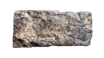 Rectangle shaped old stone sign isolated on transparent background.