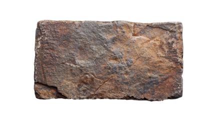 Rectangle shaped old stone sign isolated on transparent background.