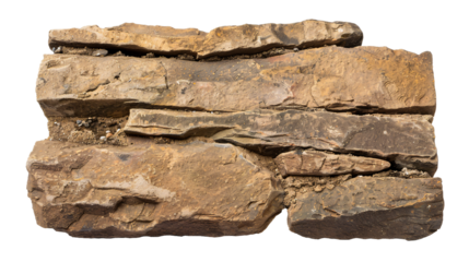 Rectangle shaped old stone sign isolated on transparent background.