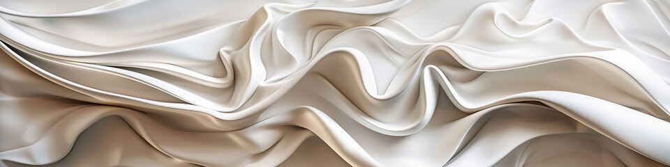 Generate an abstract and sophisticated wave form showcasing smooth lines and intricate 3D elements on a pristine white canvas.