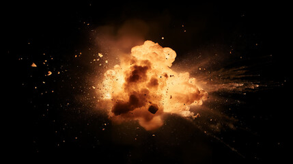 Explosion burst on a black background. Ideal for compositing with another image. The background can be removed with a blending mode like add.
