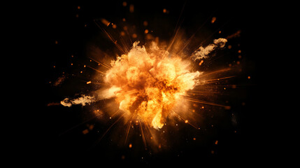 Fototapeta premium Explosion burst on a black background. Ideal for compositing with another image. The background can be removed with a blending mode like add.