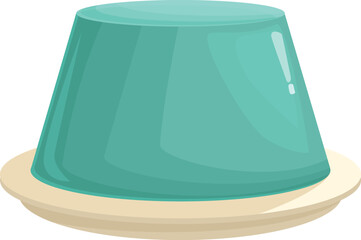 Vector illustration of a teal pet food bowl on a simple wooden dish