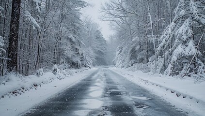 Winter Landscape with Snowy Road