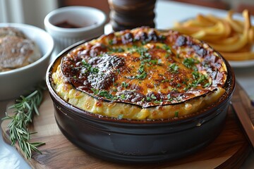 Parmigiana di Melanzane: Layers of fried eggplant, rich tomato sauce, and melted mozzarella, baked to a golden brown.