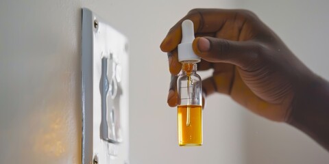 Covid, pandemic, and virus homemade test equipment closeup used to diagnose illness, disease, or infection with medical DIY kit. Antigen detection tool with copy space background