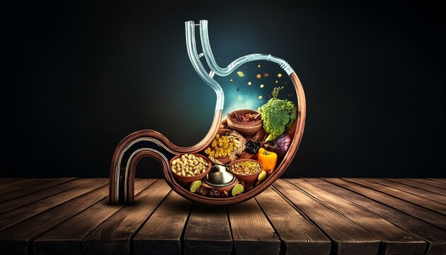 Estomac humain avec des aliments