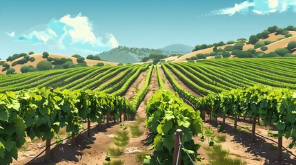 Naklejka premium Sustainable Organic Vineyard A D Showcasing Ecofriendly Farming Practices