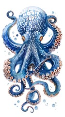 Fototapeta premium Blue octopus painting by artist amy kirk