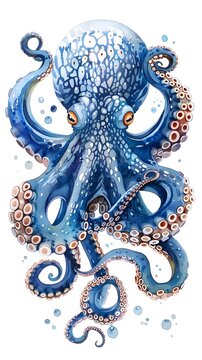 Blue octopus painting by artist amy kirk