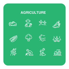 set of agriculture vector icons , farming line vector icon