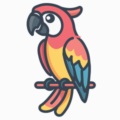 Parrot in cartoon, doodle style. Image for t-shirt, web, mobile apps and ui. Isolated 2d vector illustration in logo, icon, sketch style, Eps 10. AI Generative