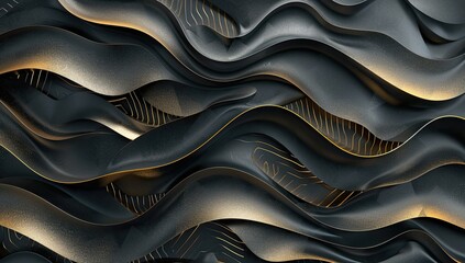 Abstract Black and Gold Wave Pattern