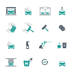 Car wash vector icon set