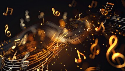 Golden Music Notes with Sparkles