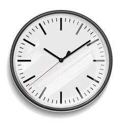 Clock face blank isolated on white background. Vector clock hands