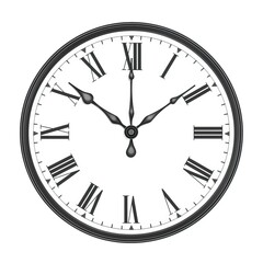 Clock face blank isolated on white background. Vector clock hands