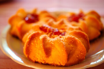 Shortbread cookies with jam. A sweet snack.