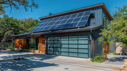 Illuminated Shelter: A Modern Garage Embracing Solar Power
