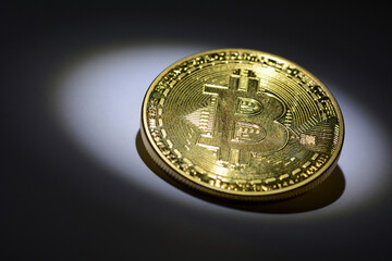 Bitcoin coin. Symbolic image on the subject of cryptocurrency