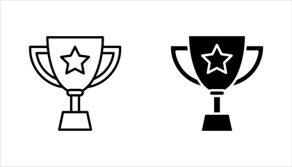 Trophy cup line icon set, Vector illustration on white background