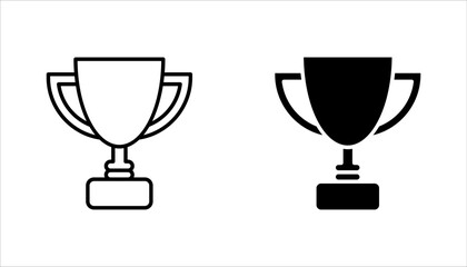 Trophy cup line icon set, Vector illustration on white background