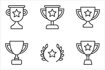 Trophy cup line icon set, Vector illustration on white background