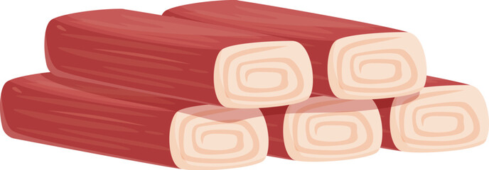 Digital graphic image of surimi crab sticks isolated on a white background, suitable for food design © nsit0108