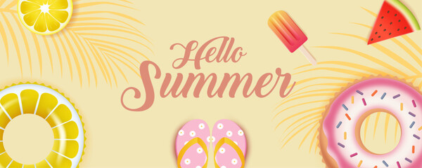 Hello summer banner vector illustration