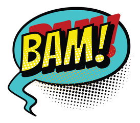 Comics book speech bubble. Colored hand drawn retro cartoon sticker. Comic text sound effects in pop art style. Funny design vector symbol