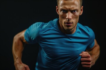 Fototapeta premium Determined Athletic Runner Pushing Limits in Marathon Sprint