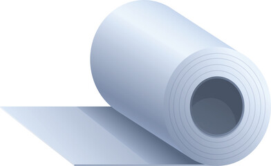 Detailed isometric vector illustration of a rolled blueprint, perfect for architecture, engineering, construction, and technical design projects