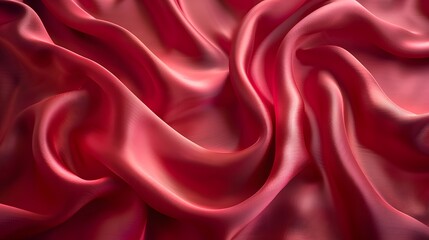 Obraz premium Close-up of wrinkled crimson fabric texture with numerous folds