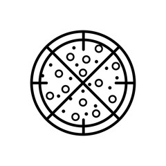 Pizza thin line icon on white background.