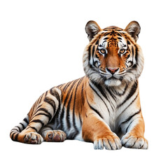 a tiger is shown in this photo, the tiger is shown isolated on transparent background