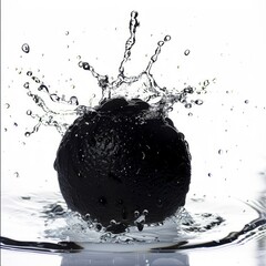 A black ball is floating in a pool of water