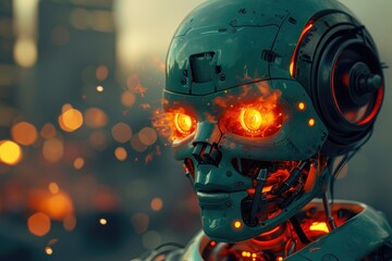 Menacing Machine: AI with Fiery Stare