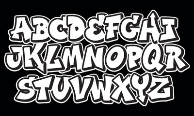 Alphabet in hand-drawn street graffiti style. vector graffiti alphabet on a black background © дима селиванов