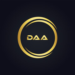 DAA logo. D A A design. White DAA letter. DAA, D A A letter logo design. D A A letter logo design in FIVE, FOUR, THREE, style. letter logo set in one artboard. D A A letter logo vector design.	
