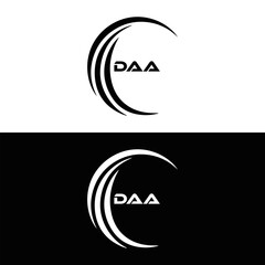 DAA logo. D A A design. White DAA letter. DAA, D A A letter logo design. D A A letter logo design in FIVE, FOUR, THREE, style. letter logo set in one artboard. D A A letter logo vector design.	

