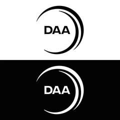 DAA logo. D A A design. White DAA letter. DAA, D A A letter logo design. D A A letter logo design in FIVE, FOUR, THREE, style. letter logo set in one artboard. D A A letter logo vector design.	
