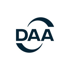 DAA logo. D A A design. White DAA letter. DAA, D A A letter logo design. D A A letter logo design in FIVE, FOUR, THREE, style. letter logo set in one artboard. D A A letter logo vector design.	
