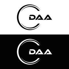 DAA logo. D A A design. White DAA letter. DAA, D A A letter logo design. D A A letter logo design in FIVE, FOUR, THREE, style. letter logo set in one artboard. D A A letter logo vector design.	
