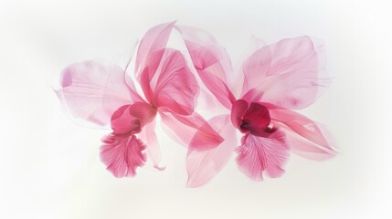 Delicate beauty. Pink orchids with translucent petals isolated on white background. 